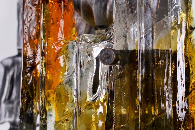 Großes Paar brutalistischer Wandleuchten aus Schmiedeeisen und Glas