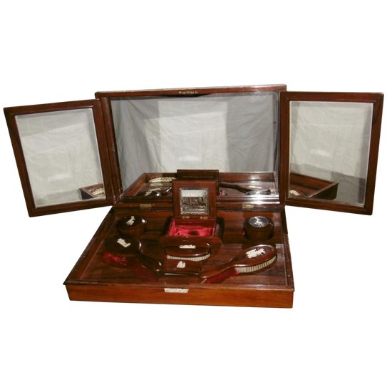 Rosewood And Ivory Dressing Box
