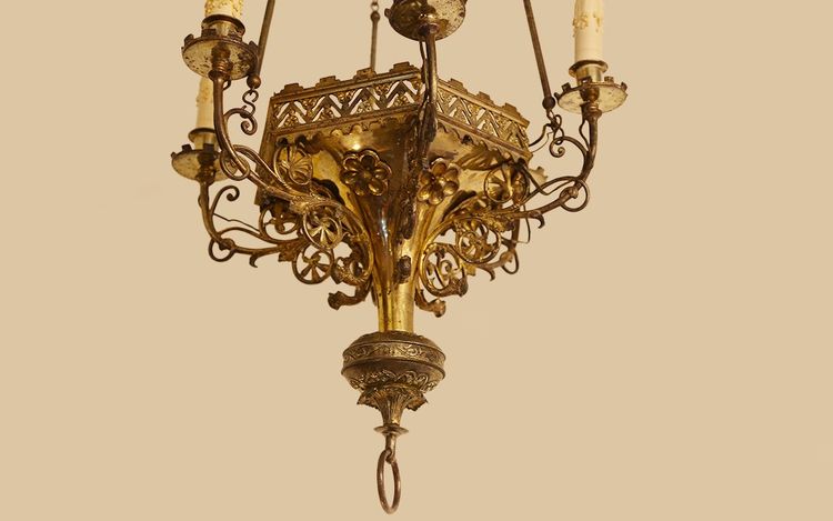 Gothic Bronze  Pendant Light, Late 17th