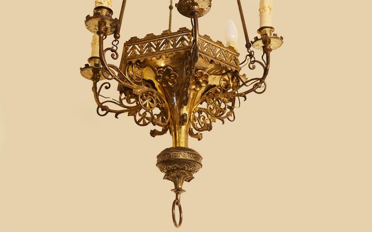 Gothic Bronze  Pendant Light, Late 17th