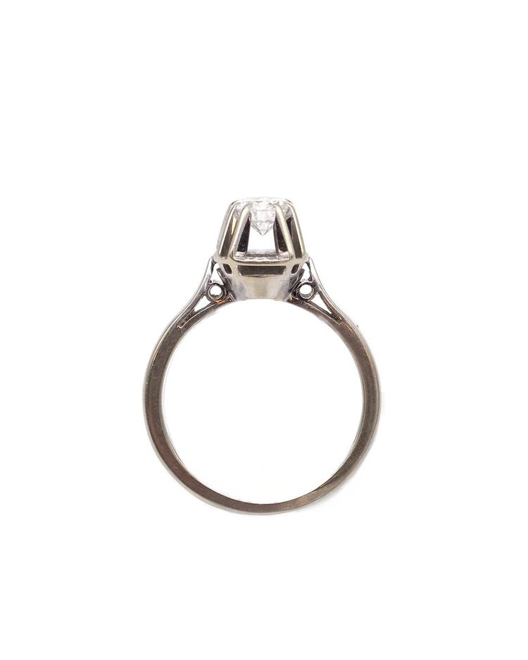 Bague solitaire en or blanc 18 carats, diamant de 0,50 ct, style rétro.