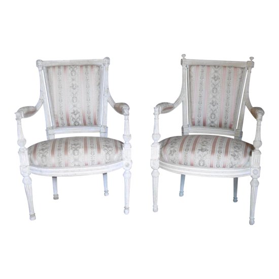 Paar Fauteuils Epoche Louis XVI