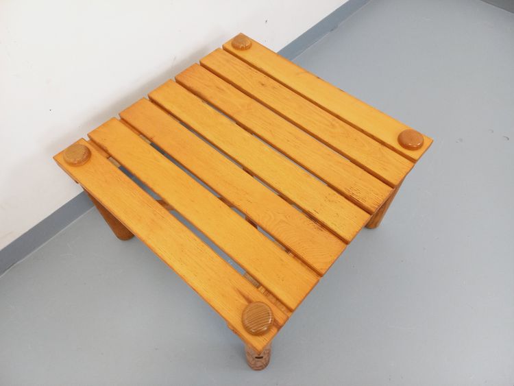 Vintage square coffee table in solid pine from the 70s and 80s