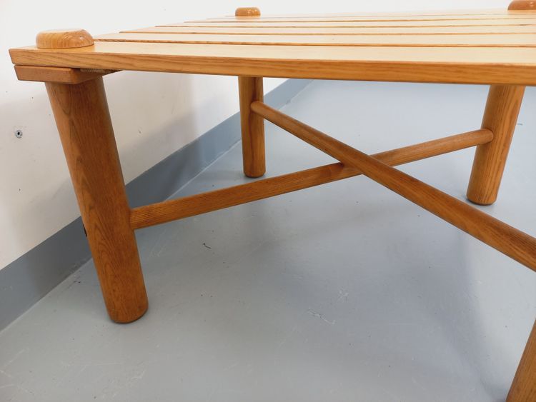 Vintage square coffee table in solid pine from the 70s and 80s