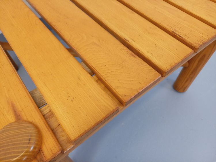 Vintage square coffee table in solid pine from the 70s and 80s