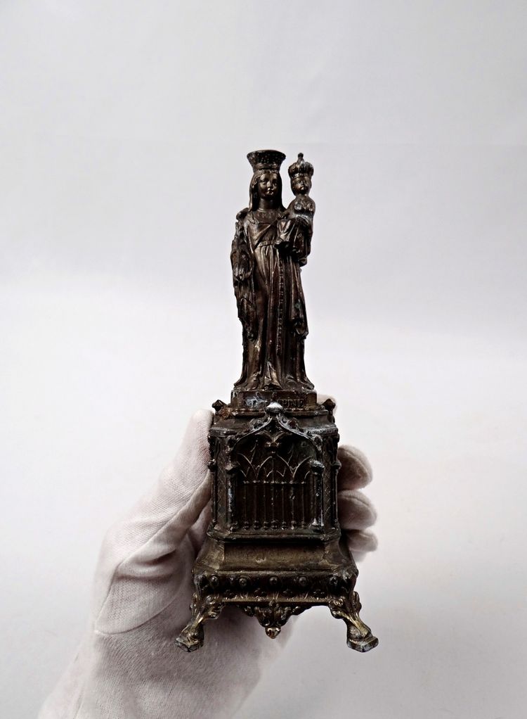 Religiöse Statue der Jungfrau mit dem Kind, Unsere Liebe Frau vom Dornbusch, 19. Jahrhundert