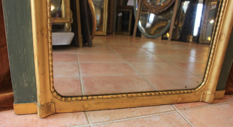 91 x 209 cm Large mirror, Louis XV overmantel, gilded wood, mercury glass