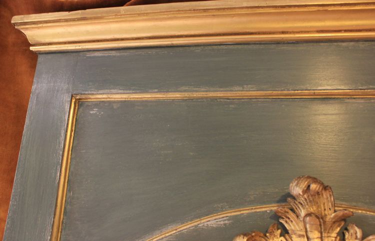 91 x 209 cm Large mirror, Louis XV overmantel, gilded wood, mercury glass