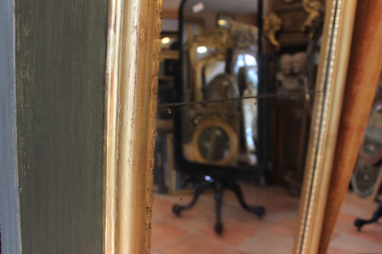 91 x 209 cm Large mirror, Louis XV overmantel, gilded wood, mercury glass
