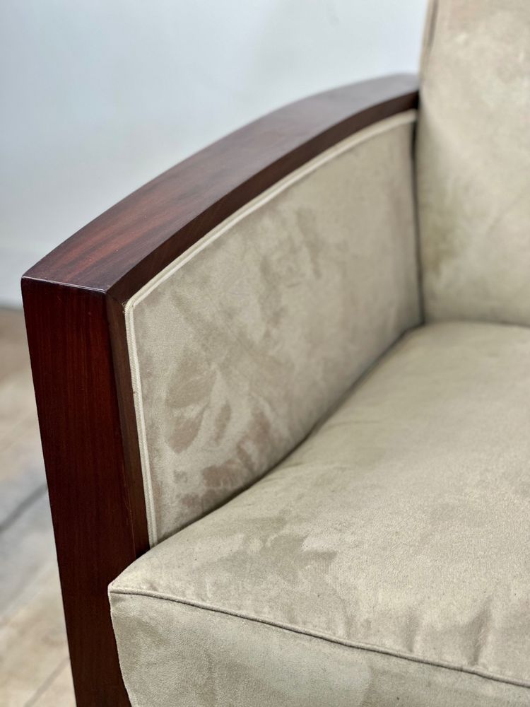 Sessel (Paar) Art Deco Epoche aus Palisander und Wildleder