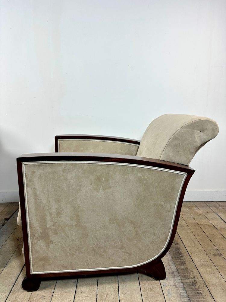 Sessel (Paar) Art Deco Epoche aus Palisander und Wildleder