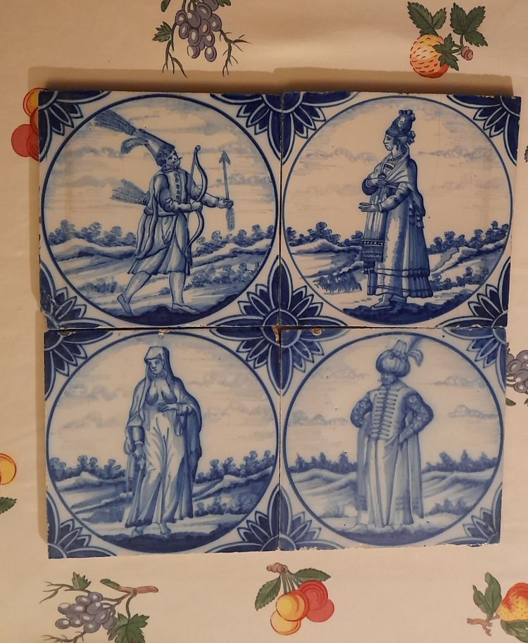 Delft 4 piastrelle turchesi antiche