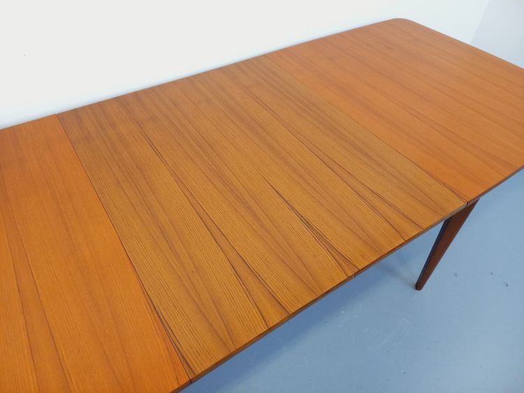Vintage Scandinavian 50's 60's rectangular teak dining table with extensions
