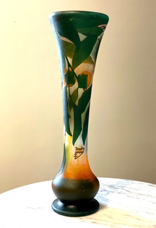 Daum Art Nouveau vase with khakis