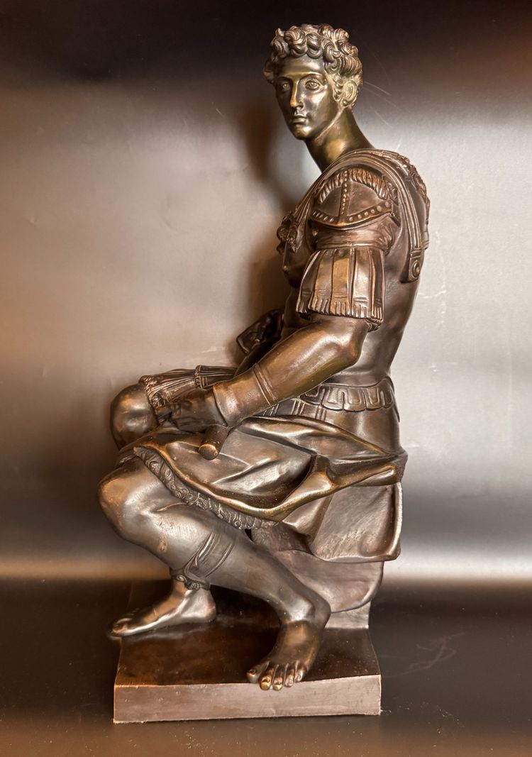 Large bronze sculpture, Julien de Medici 19th century (Michelangelo) 51 cm.