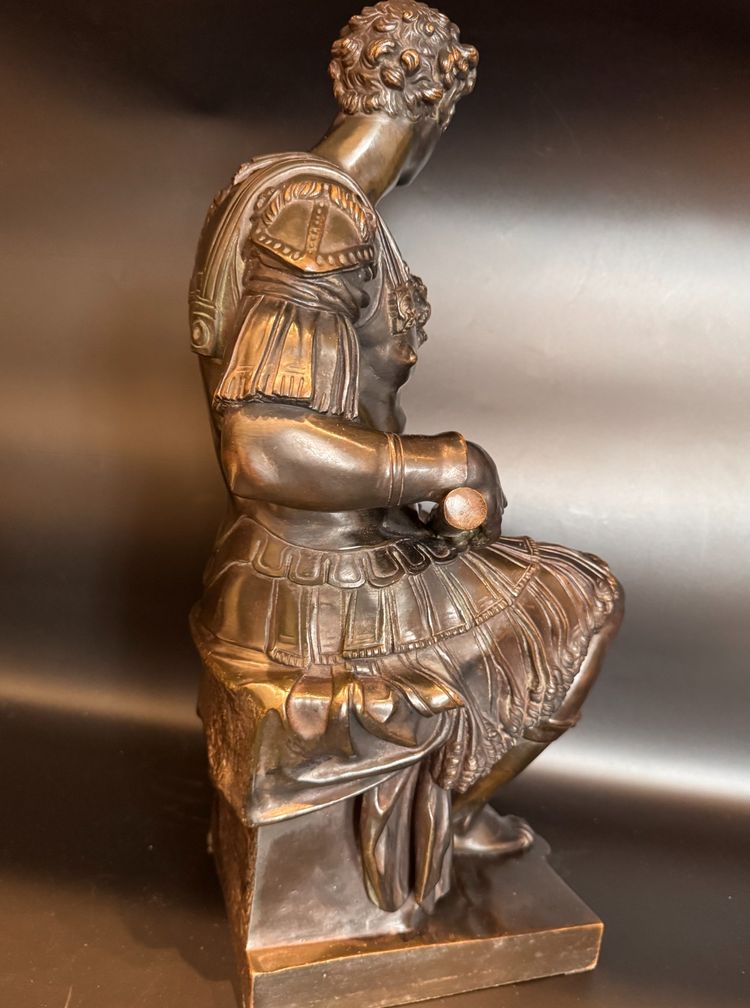 Large bronze sculpture, Julien de Medici 19th century (Michelangelo) 51 cm.