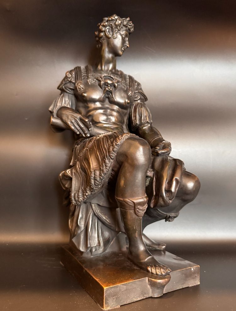 Large bronze sculpture, Julien de Medici 19th century (Michelangelo) 51 cm.