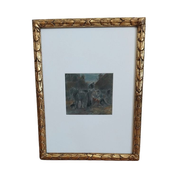 Gaston Guignard - scène animalière -Pastel sur Papier