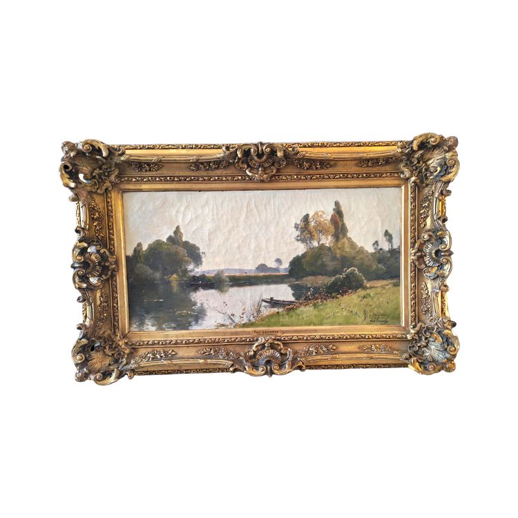 Paul Lecomte (1842-1920) Landschaft mit Wasser (Wald von Fontainebleau) Öl auf Leinwand signiert