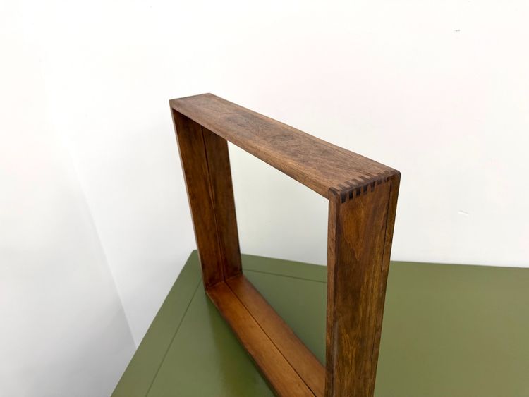 Square modernist wooden mirror - Scandinavian style, 70s