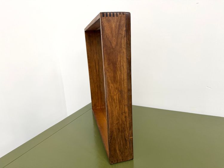 Square modernist wooden mirror - Scandinavian style, 70s