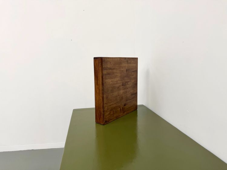 Square modernist wooden mirror - Scandinavian style, 70s