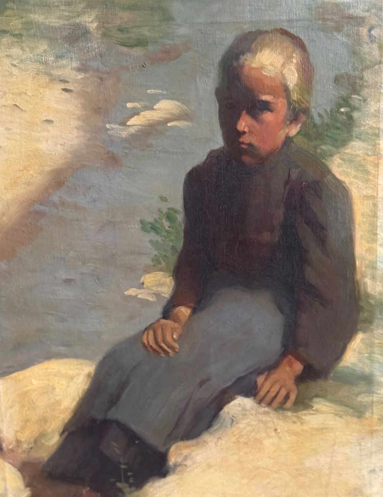 Giovane contadina vicino all'acqua