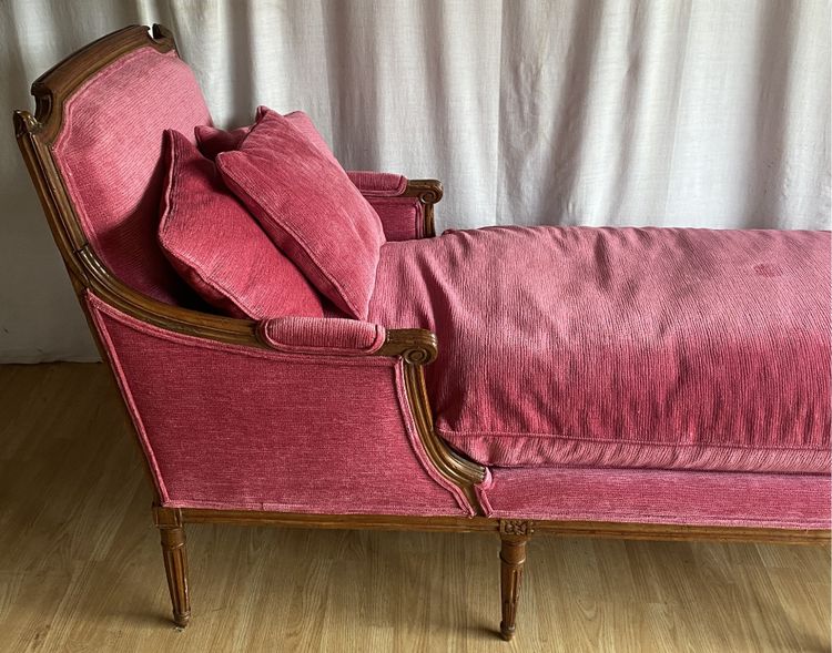 Chaise longue o chaise longue Luigi XVI in faggio XVIII
