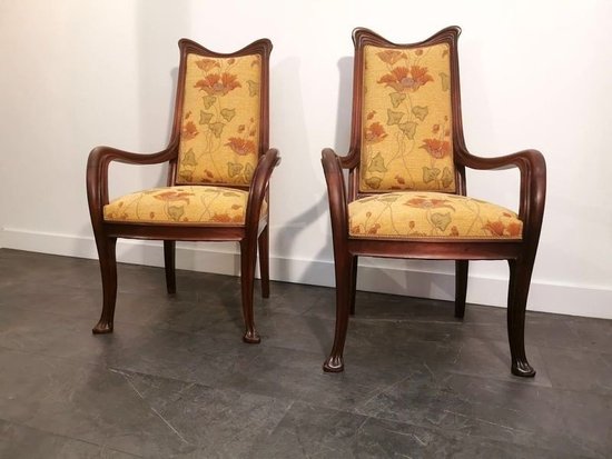 Louis Majorelle Pair Of Art Nouveau Armchairs