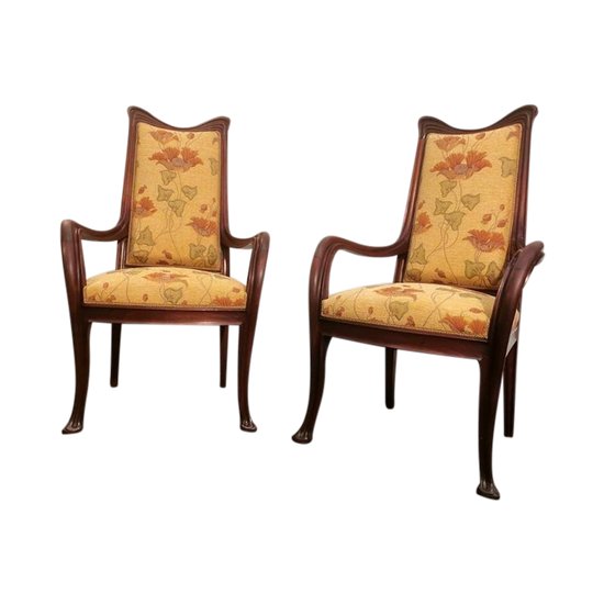 Louis Majorelle Pair Of Art Nouveau Armchairs