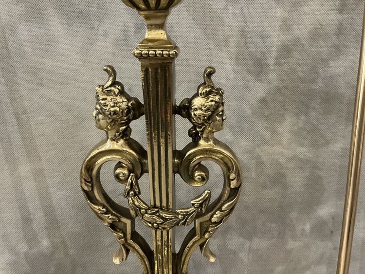serviteur de cheminée ancien en bronze et laiton d'époque 19 ème 