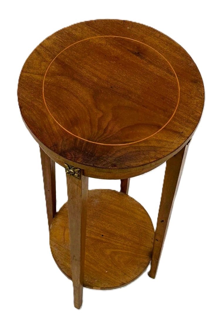 Sellette ronde placage acajou