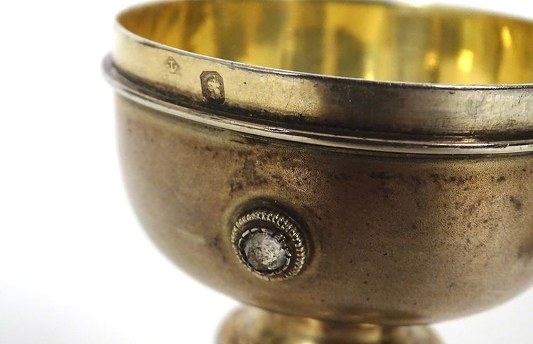 Sick travel ciborium silver vermeil Minerve stones Rhine cross 19th century