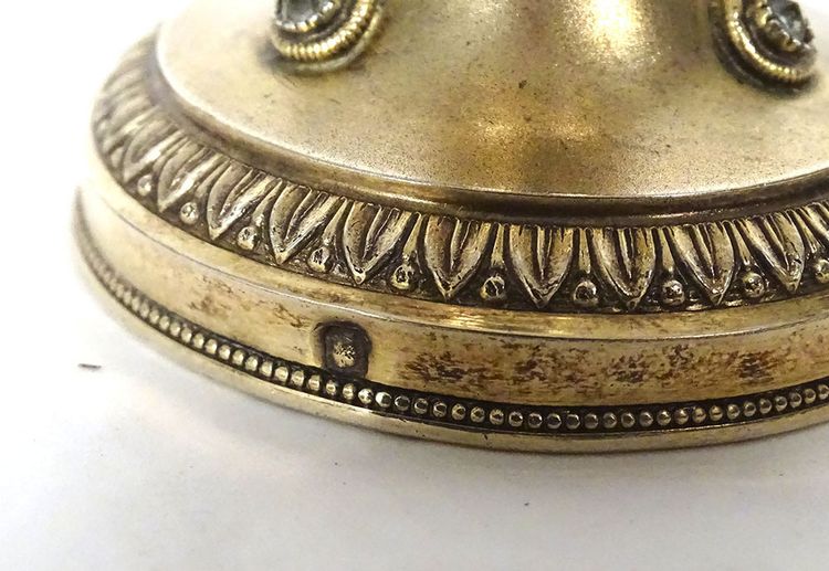 Sick travel ciborium silver vermeil Minerve stones Rhine cross 19th century