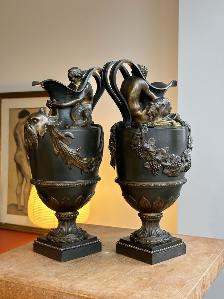 Bronze Water and Wine Vases after Sigisbert François Michel