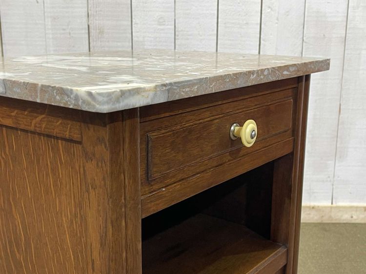 Art Deco oak bedside table with marble top from the 1930s