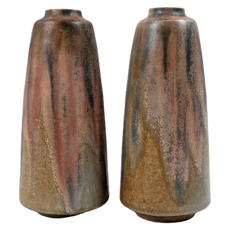 Pair of Art Deco vases signed Charles Greber in flamed stoneware from 1930