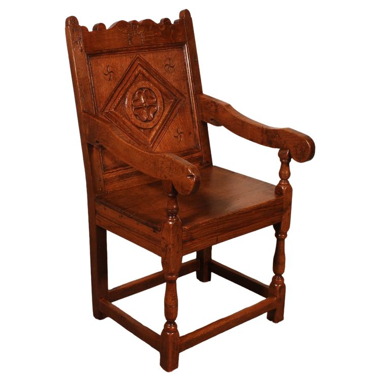 fauteuil haute époque en chêne - 17° siècle