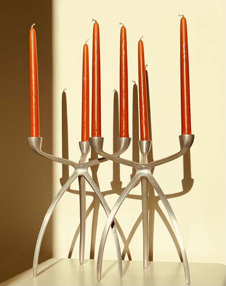 Aluminium tripod candlesticks for De Bijenkorf, Netherlands 1970s