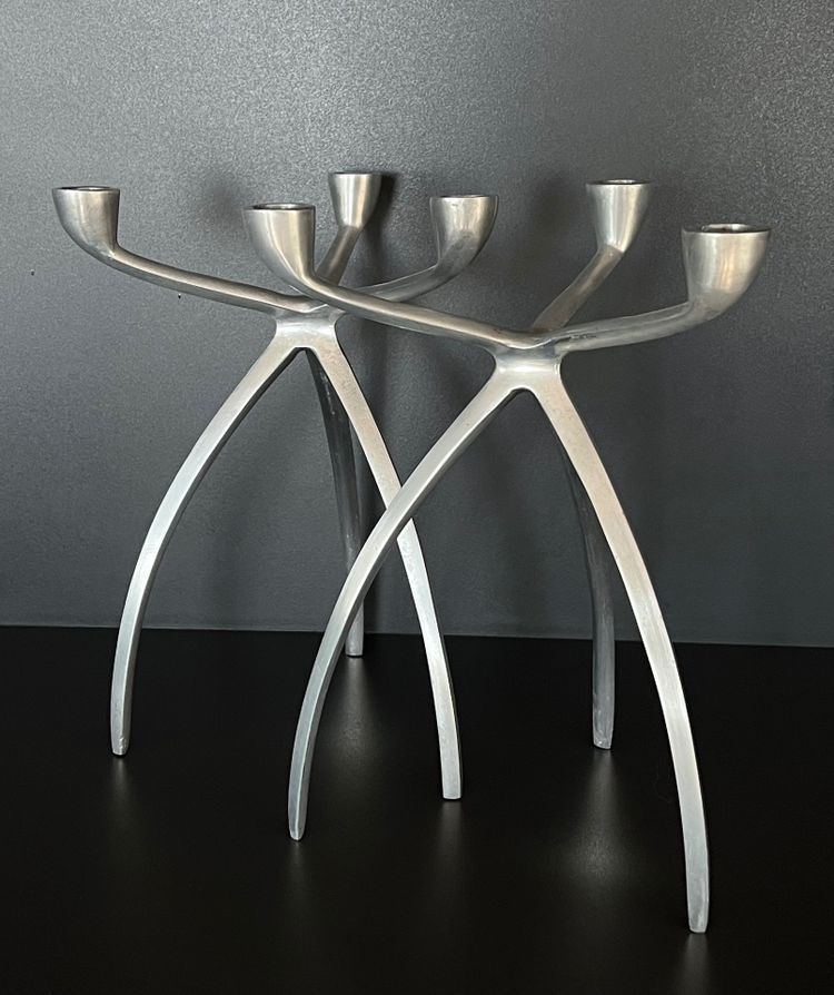 Aluminium tripod candlesticks for De Bijenkorf, Netherlands 1970s