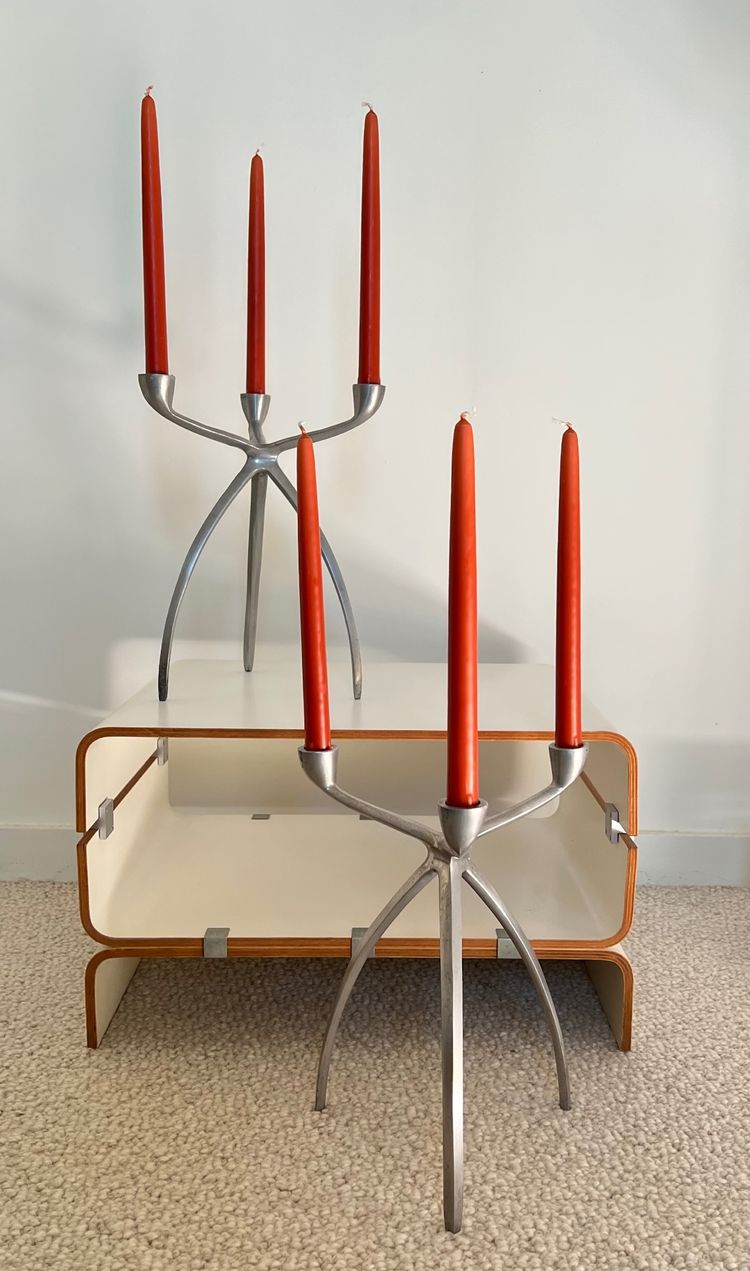 Aluminium tripod candlesticks for De Bijenkorf, Netherlands 1970s