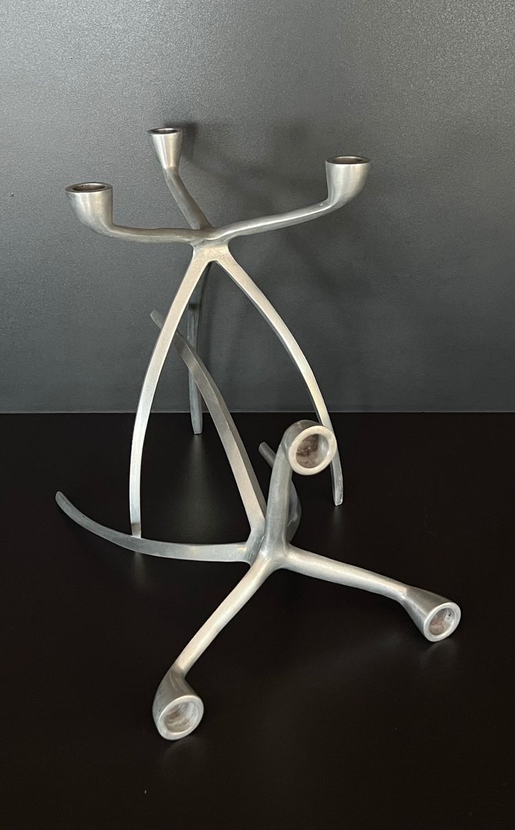 Aluminium tripod candlesticks for De Bijenkorf, Netherlands 1970s