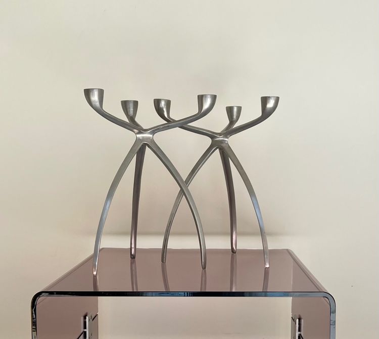 Aluminium tripod candlesticks for De Bijenkorf, Netherlands 1970s