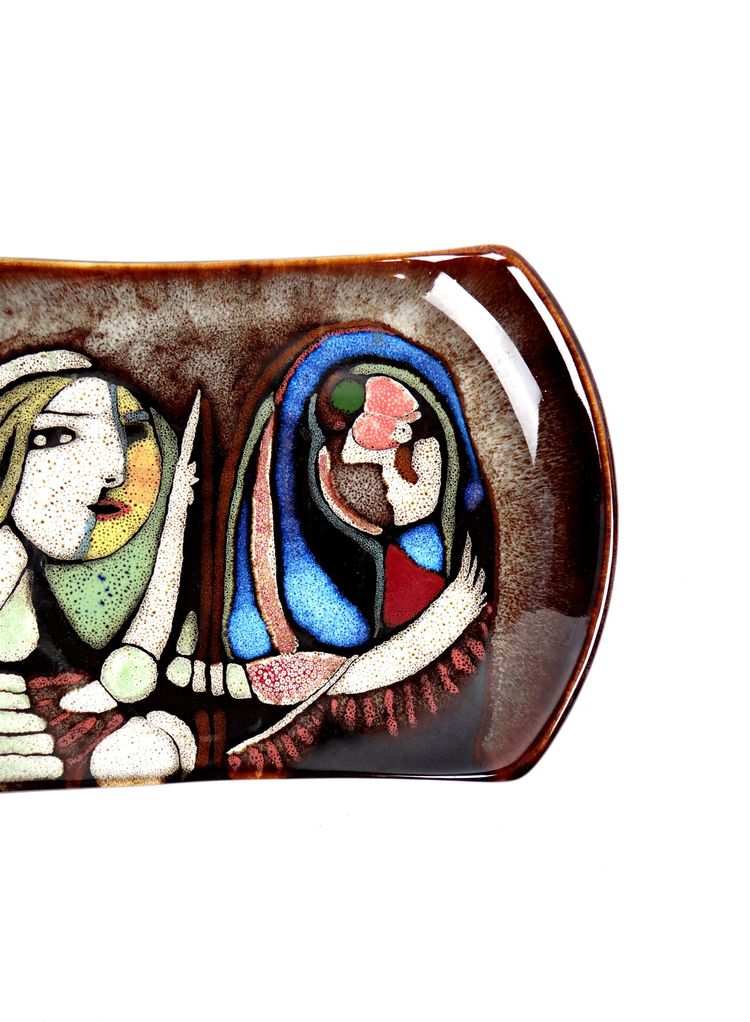 Vassoio tascabile in ceramica smaltata nello stile del surrealismo anni '90 di Picasso