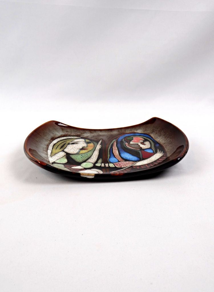 Vassoio tascabile in ceramica smaltata nello stile del surrealismo anni '90 di Picasso