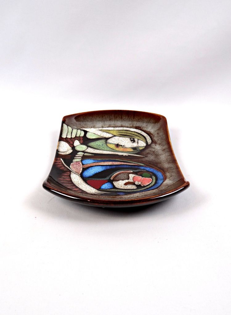 Vassoio tascabile in ceramica smaltata nello stile del surrealismo anni '90 di Picasso