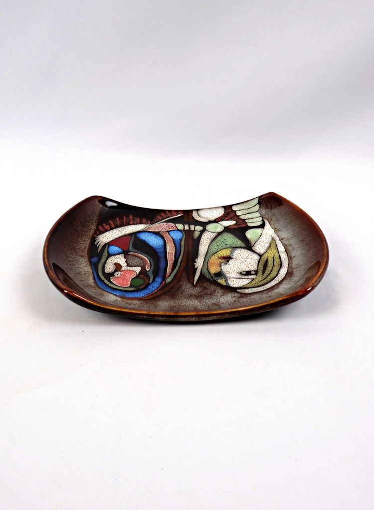 Vassoio tascabile in ceramica smaltata nello stile del surrealismo anni '90 di Picasso