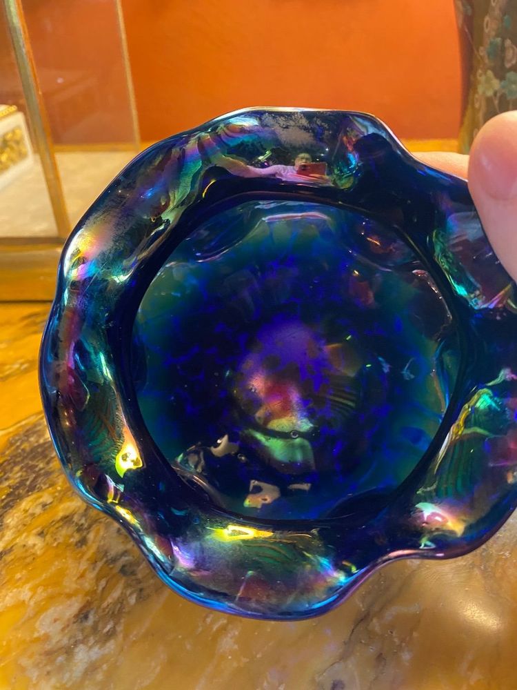 Belle Coupe Art Nouveau En Verre Irisé Probablement Loetz