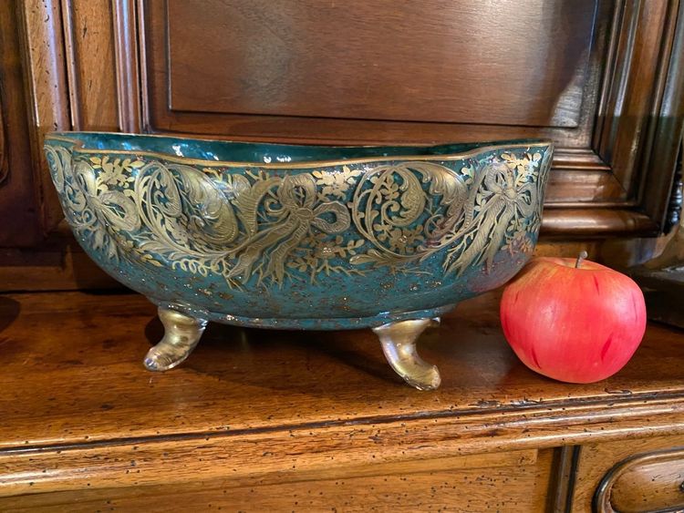 Grande Coupe En Pâte De Verre Aventuriné Et Or émaillé Vers 1900
