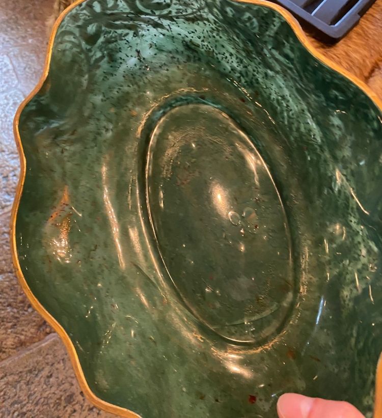 Grande Coupe En Pâte De Verre Aventuriné Et Or émaillé Vers 1900
